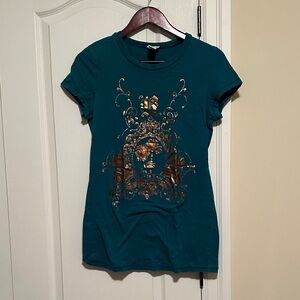 Roxy Graphic Tee with Metallic Gold Design